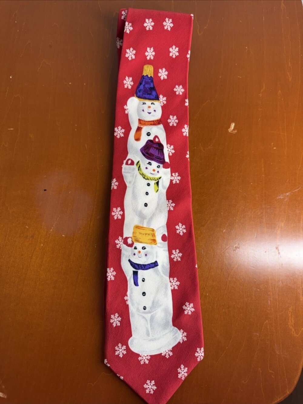 Christopher Radko Christmas Ornament Snowtem Pole Snowmen Silk Tie 1997 Red